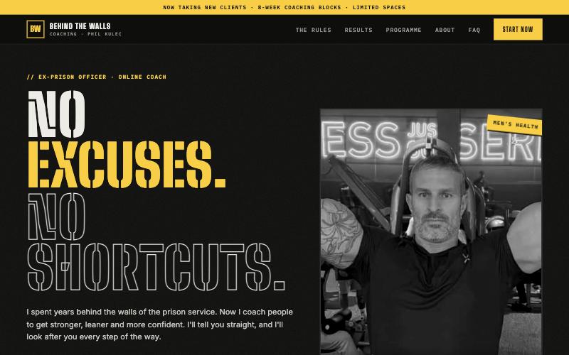 Behind The Walls Coaching website homepage