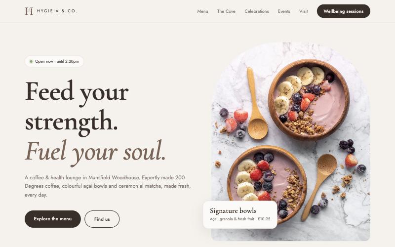 Hygieia & Co. website homepage